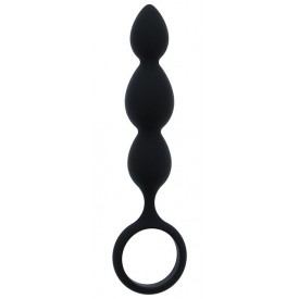 Черная анальная пробка-елочка SILICONE ANAL BEAD - 16,5 см.