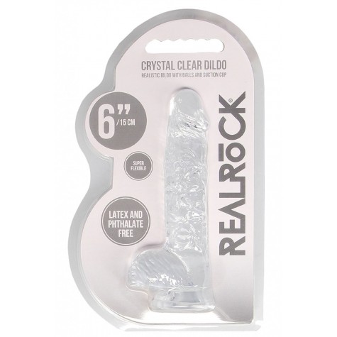 Прозрачный фаллоимитатор Realrock Crystal Clear 6 inch - 17 см.