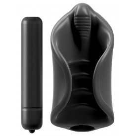 Чёрный мастурбатор Vibrating Silicone Stimulator с вибрацией